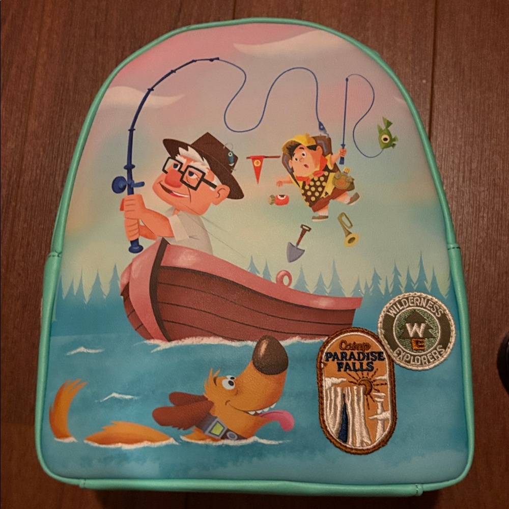 Disney Her Universe‎ Pixar Up Fishing Mini Backpack Purse 10"x8"